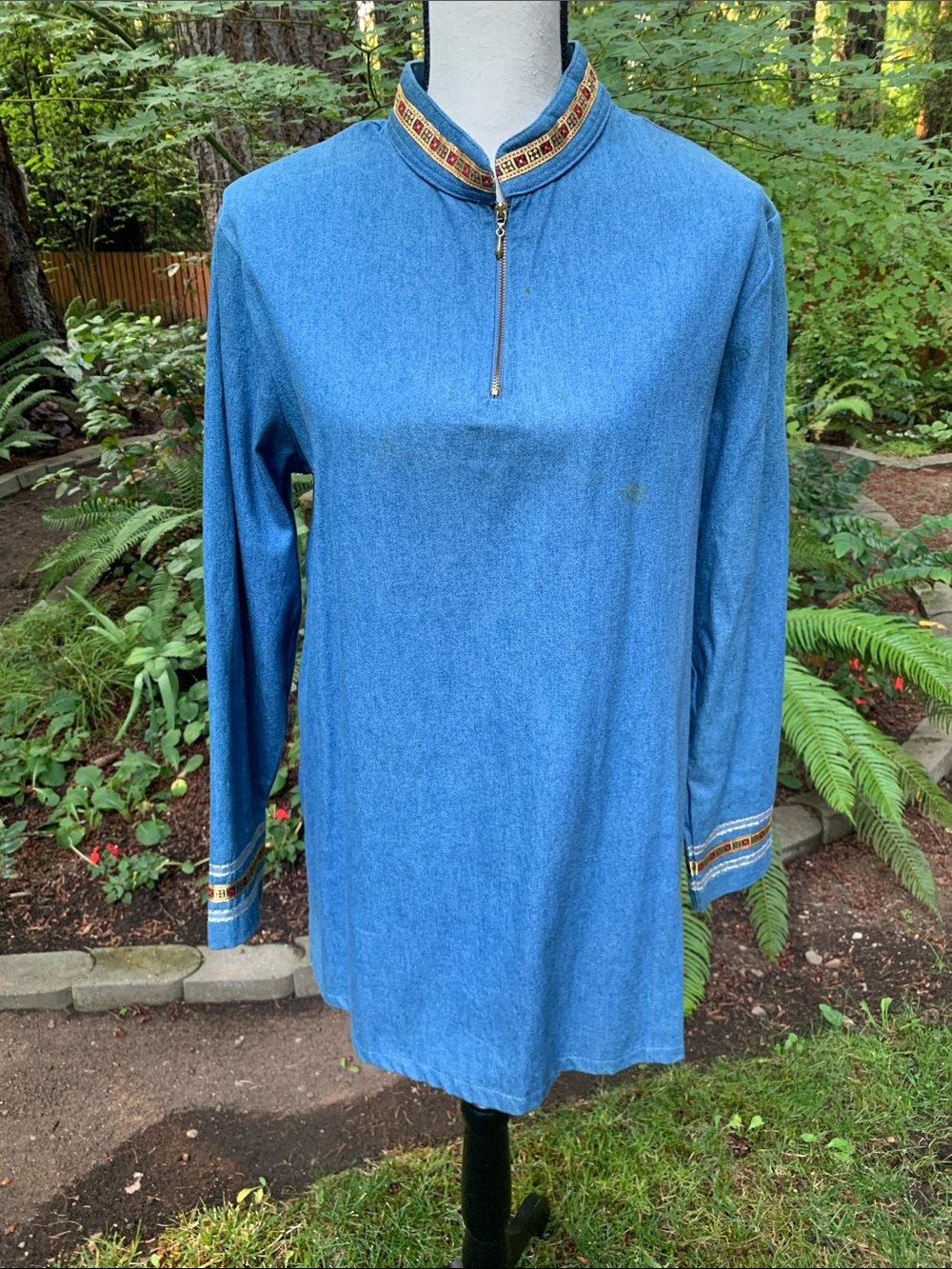 Adolfo 60’s Hippie Nehru Denim Tunic